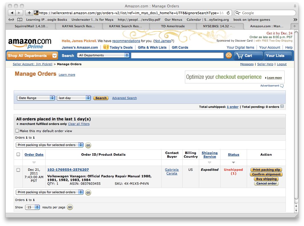 amazon orders list view online